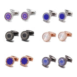Purple Pattern Button Silver Cufflinks XK20S017