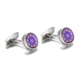 Purple Pattern Button Silver Cufflinks XK20S017