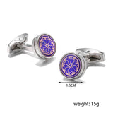 Purple Pattern Button Silver Cufflinks XK20S017