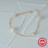 Natural Freshwater Pearl Bracelet 925 Sterling Silver Sweet Jewelry
