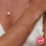 Natural Freshwater Pearl Bracelet 925 Sterling Silver Sweet Jewelry