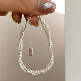 925 Silver Geometric Pearl Punk Bracelet For Women