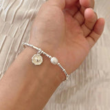 925 Silver Geometric Pearl Punk Bracelet For Women