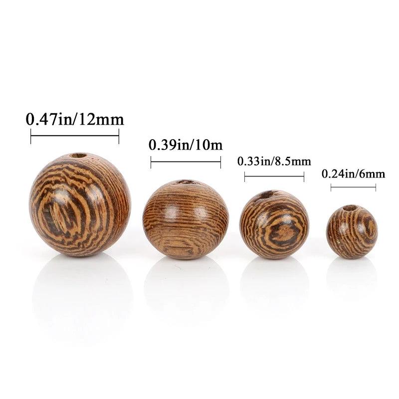 Natural Wood Beads 6-12mm Brown Round Spacer DIY Jewelry Making