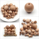 8-30MM Natural Beech Wooden Beads for DIY Jewelry Making