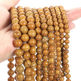Yellow Wooden Veins Round Spacer Beads Jewelry Making 4/6/8/10/12MM