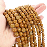 Yellow Wooden Veins Round Spacer Beads Jewelry Making 4/6/8/10/12MM