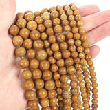 Yellow Wooden Veins Round Spacer Beads Jewelry Making 4/6/8/10/12MM