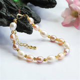 Natural Freshwater Tricolor Beige Bead Bracelet Personalized Couple Jewelry