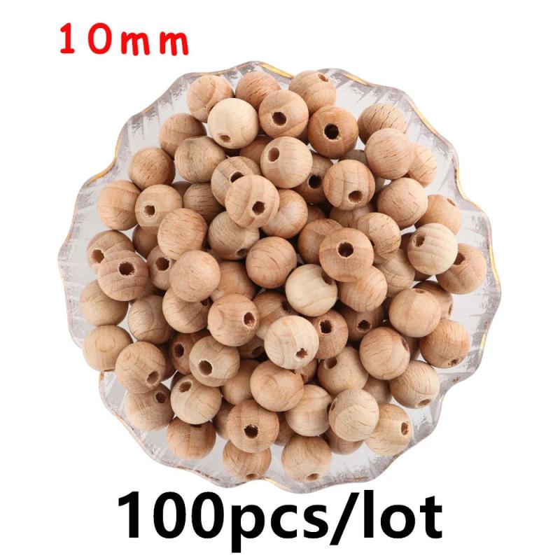 100-1000Pcs Beech Wooden Beads Eco-Friendly Round Bead Letter Graph