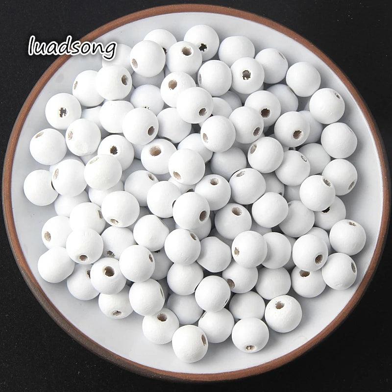 Wooden Beads 6/8/10mm Round Ball Wood Spacer Beads for DIY Jewelry Making