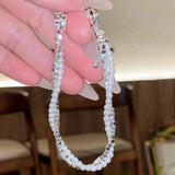 925 Silver Geometric Bead Pearls Double Layers Bracelet For Women