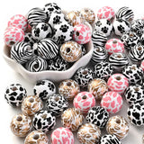 16mm Natural Wooden Beads Leopard Bear Paw Round Wood Beads DIY Jewelry