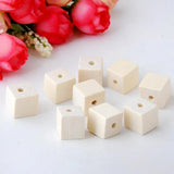 50PCS 11x12mm Wooden Cube Unfinished Faceted Natural Wood Spacer Beads