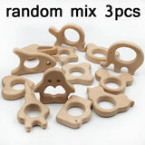 3pcs Wooden Bead Elephant Cat Toys for Chew and Nursing