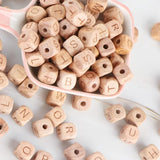 Beech Wooden Letter Bead DIY Jewelry Making Accessories