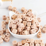Beech Wooden Letter Bead DIY Jewelry Making Accessories