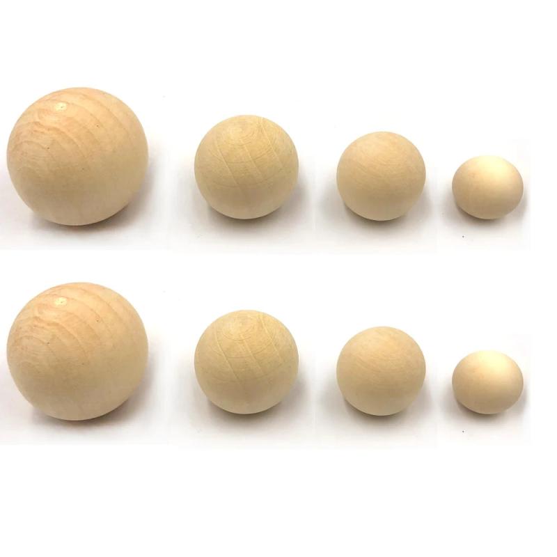 Natural Wooden Beads Round Spheres for Jewelry Making Child Teething Crafts