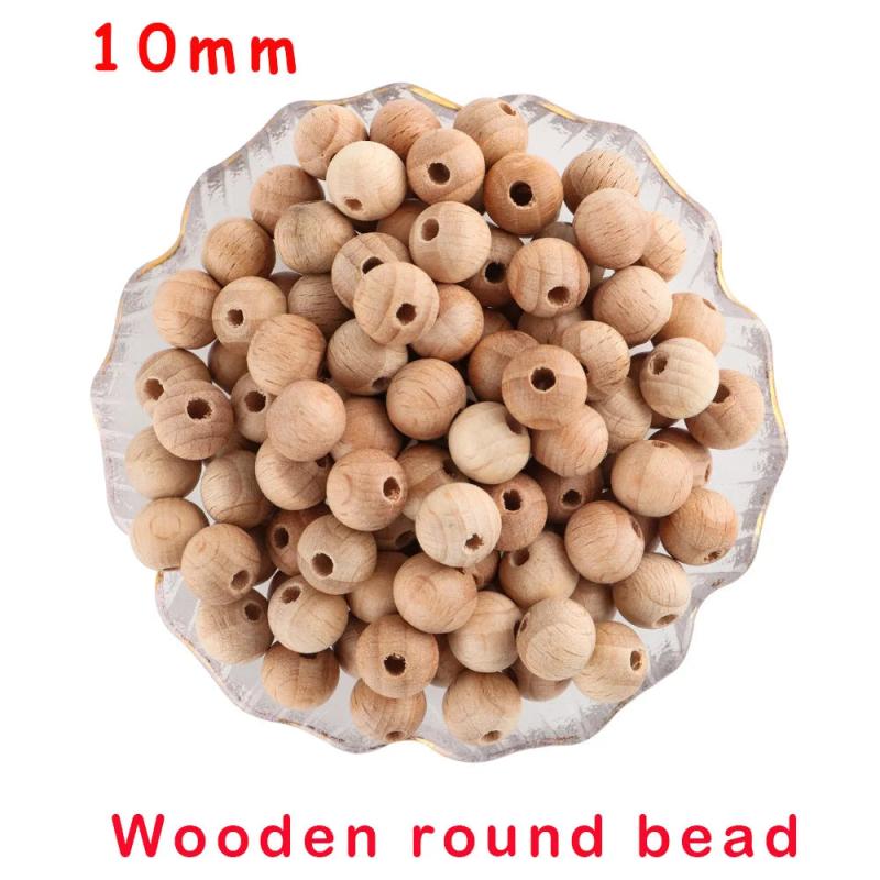 50-1000Pcs Beech Wooden Round Hexagon Beads DIY Jewelry Pendant Accessories