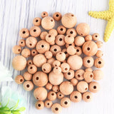 50-1000Pcs Beech Wooden Round Hexagon Beads DIY Jewelry Pendant Accessories