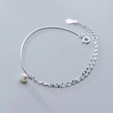 Simulated Pearl Charm Bracelet 925 Sterling Silver Women's Jewelry