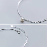 Simulated Pearl Charm Bracelet 925 Sterling Silver Women's Jewelry