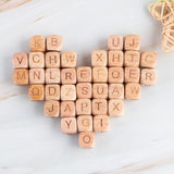 10MM Beech Wooden Alphabet Beads Square English Letter for DIY