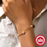 Delicate Double Layer Pearl Bracelet Women Jewelry Party Gift