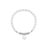 925 Silver Letter Circle Pearl Bracelet Fine Jewelry