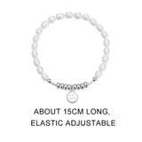 925 Silver Letter Circle Pearl Bracelet Fine Jewelry