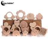 10Pcs Wooden Mini Animal Elephant Airplane Baby Teether DIY BPA Pacifier Chain