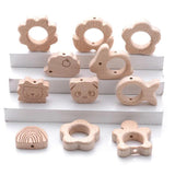 10Pcs Wooden Mini Animal Elephant Airplane Baby Teether DIY BPA Pacifier Chain