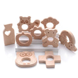 10Pcs Wooden Mini Animal Elephant Airplane Baby Teether DIY BPA Pacifier Chain