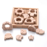 10Pcs Wooden Mini Animal Elephant Airplane Baby Teether DIY BPA Pacifier Chain