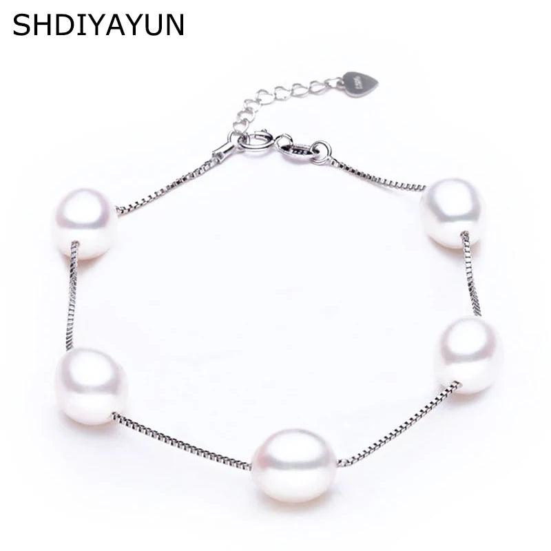 Charm Pearl Bracelet Natural Freshwater Pearl 925 Sterling Silver