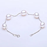 Charm Pearl Bracelet Natural Freshwater Pearl 925 Sterling Silver