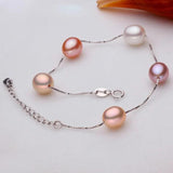 Charm Pearl Bracelet Natural Freshwater Pearl 925 Sterling Silver