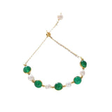 Natural Freshwater Pearl & Green Crystal Charm Bracelet