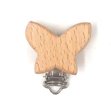 3pc Animal Wooden Beads Pacifier Clip Natural Beech Wood Dummy Clips DIY