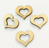 100Pcs/Set Wooden Beads Charms Clothing Button Heart Shape Buttons