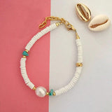 14KGF Pearl Bracelet Wooden Chip Splicing Soft Pottery Clay