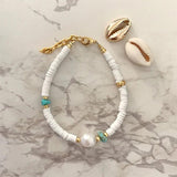 14KGF Pearl Bracelet Wooden Chip Splicing Soft Pottery Clay