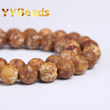 Natural Wood Texture Agates Beads 6-12mm Round Loose Charm Beads