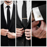 Tie Clips & Cufflinks & Pins 3 PCS Set