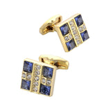 Men's Cufflinks Golden Rhinestones High Buttons