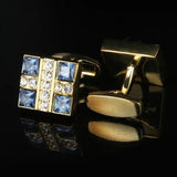 Men's Cufflinks Golden Rhinestones High Buttons