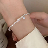 925 Silver Heart Pearl Bracelet Bead Zircon Jewelry