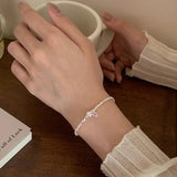 925 Silver Heart Pearl Bracelet Bead Zircon Jewelry