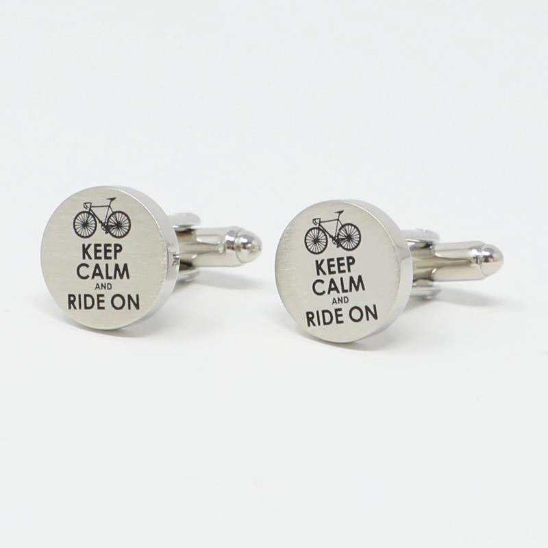 Keep Calm And Ride On Cufflinks Biking Cufflinks Father's Gift Cuff Links