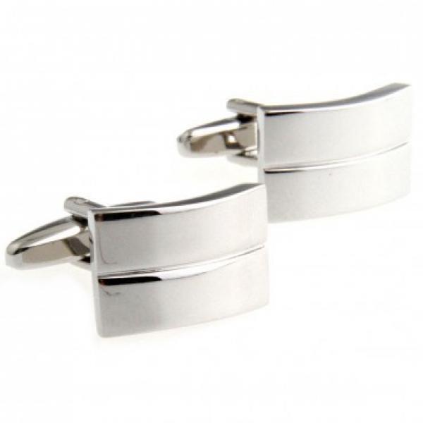 Silver Bent Metal Cufflink Cuff Link 2 Pairs